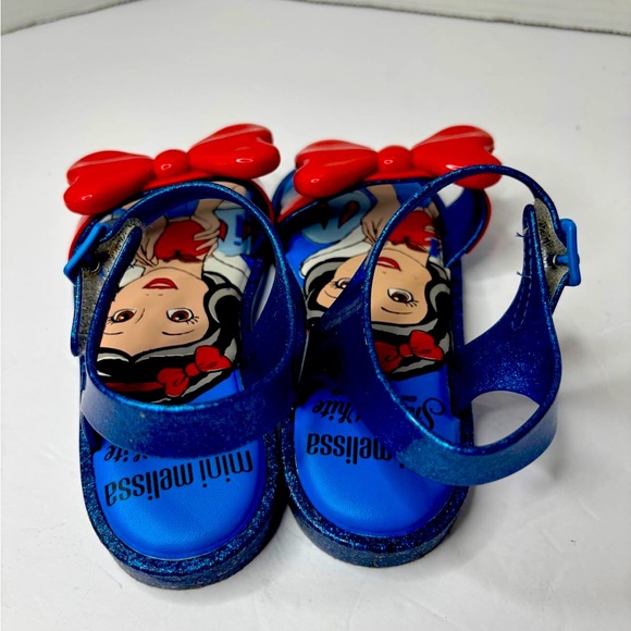 Mini Melissa Blue Sandals with Red Bow - Picture 2 of 4